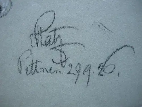 Ernst Heinr Platz (1867-1940) Tierstudien  Kohlezeichnung 1926 signiert