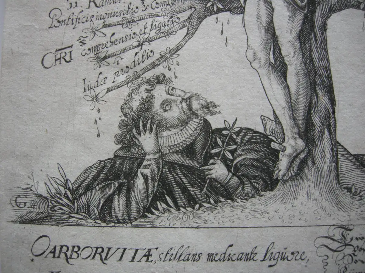 Arbor Vitae Christus am Myrrhebaum Lebensspender Radierung 1650 Barock C. Grale 2