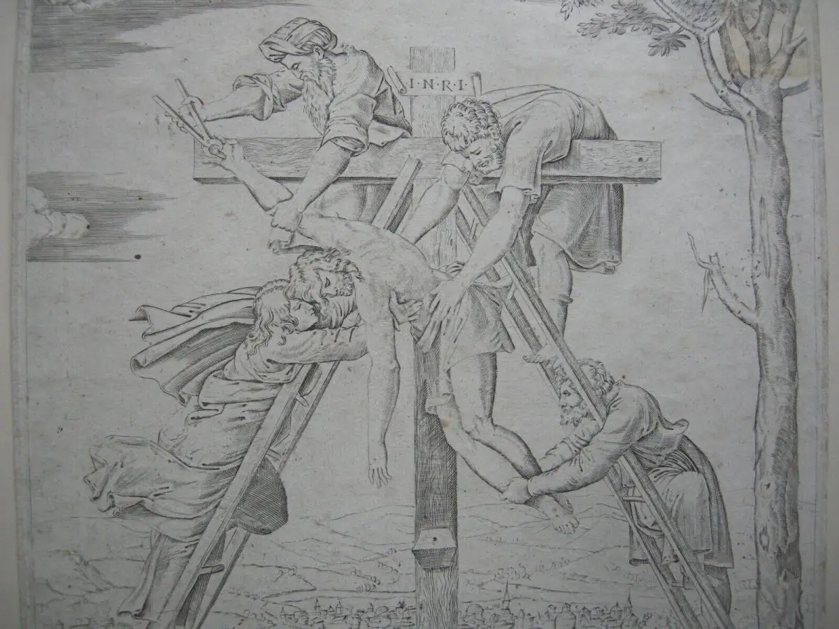 Marcantonio Raimondi Kreuzabnahme Christi Radierung nach Raffael 1774 2