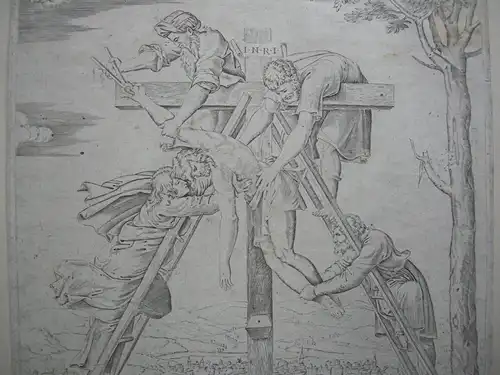 Marcantonio Raimondi Kreuzabnahme Christi Radierung nach Raffael 1774