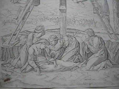 Marcantonio Raimondi Kreuzabnahme Christi Radierung nach Raffael 1774