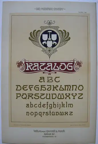 Schriften Beispiel Katalog Orig Lithografie F. Schweinmanns Jugendstil 1900