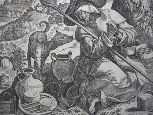 Raphael I Sadeler (1560-1632)  Hl. Malchus Malcos Eremit Kupferstich 1600
