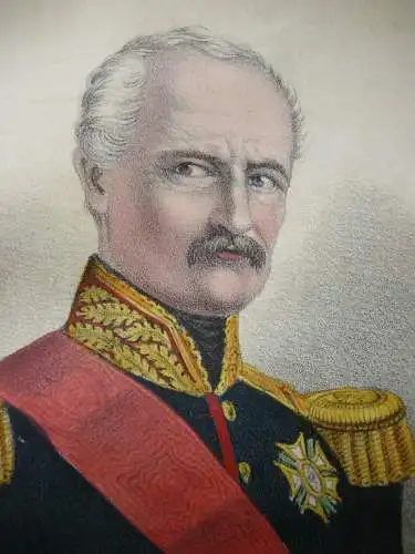 Baraguey d’Hilliers (1795-1878) Franz Staatsmann Marschall Farblithografie 1855