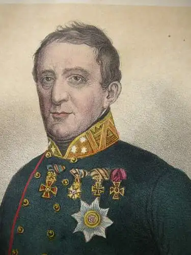Vincenz v Augusti  (1780-1859) Österr Feldzeugmeister Farblithografie 1855