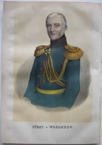 Michail Woronzow (1782-1856) Russischer Offizier Politiker Farblithografie 1855