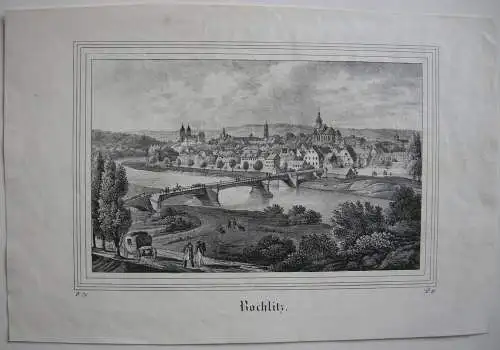 Rochlitz Sachsen Lithographie 1842