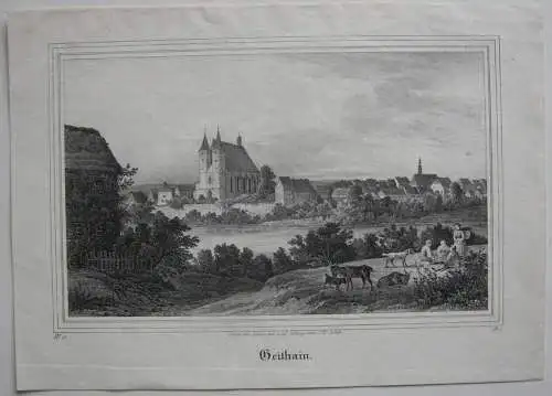 Geithain Leipzig Sachsen Lithographie 1842 C. W. Arldt