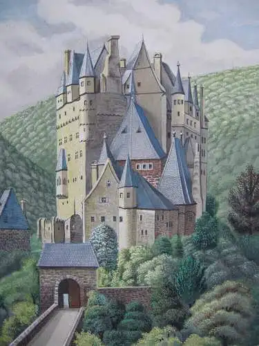 Burg Eltz Wierschem Eifel Orig Aquarell K. Humburg 1940 Höhenburg