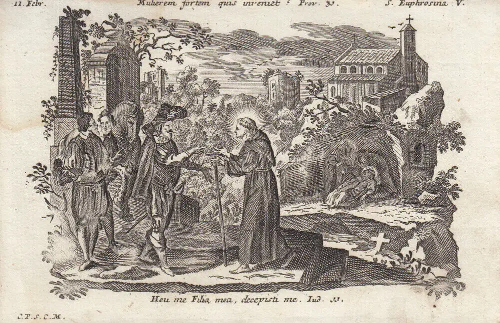 Gebrüder Klauber Sta. Euphrosyne von Alexandria Kupferstich 1750