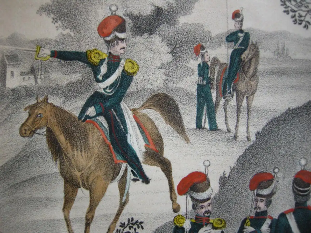 Reguläre Donische Kosaken Offiziere Gemeine Farblithografie 1855