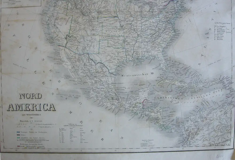 Nord North America Westindien Orig Stahlstich Kiepert Weimar 1865