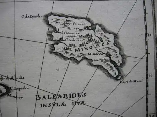 Espana Spanien Baleares Mallorca Menorca Ibiza Orig. Kupferstich Bleau 1640