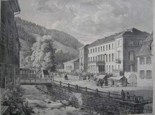 Bad Wildbad Hotel Bellevue Orig Lithografie 1840 Karlsruhe Baden Württemberg