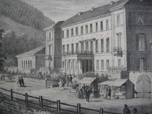 Bad Wildbad Hotel Bellevue Orig Lithografie 1840 Karlsruhe Baden Württemberg