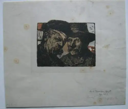Curt Ullrich (1873-1946) Zwei Kumpane Orig Farblithografie 1905 signiert