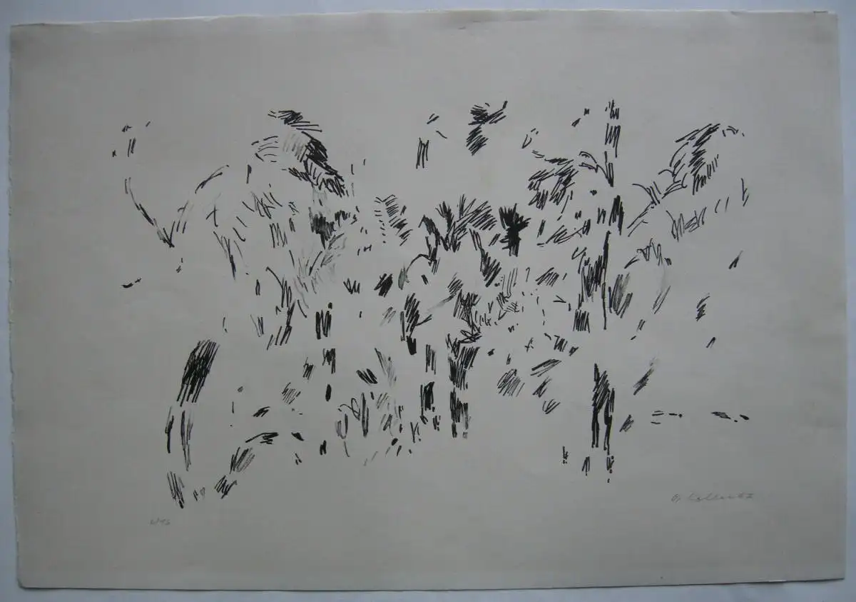 Oskar Koller (1925-2004) Bäume Lithographie schwarz weiß 2/16 igniert 1967 0