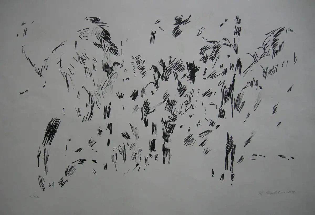 Oskar Koller (1925-2004) Bäume Lithographie schwarz weiß 2/16 igniert 1967 1