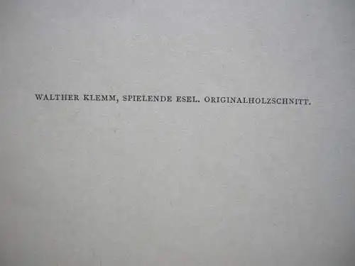 Walter Klemm (1883-1957) Spielende Esel Orig Holzschnitt 1921