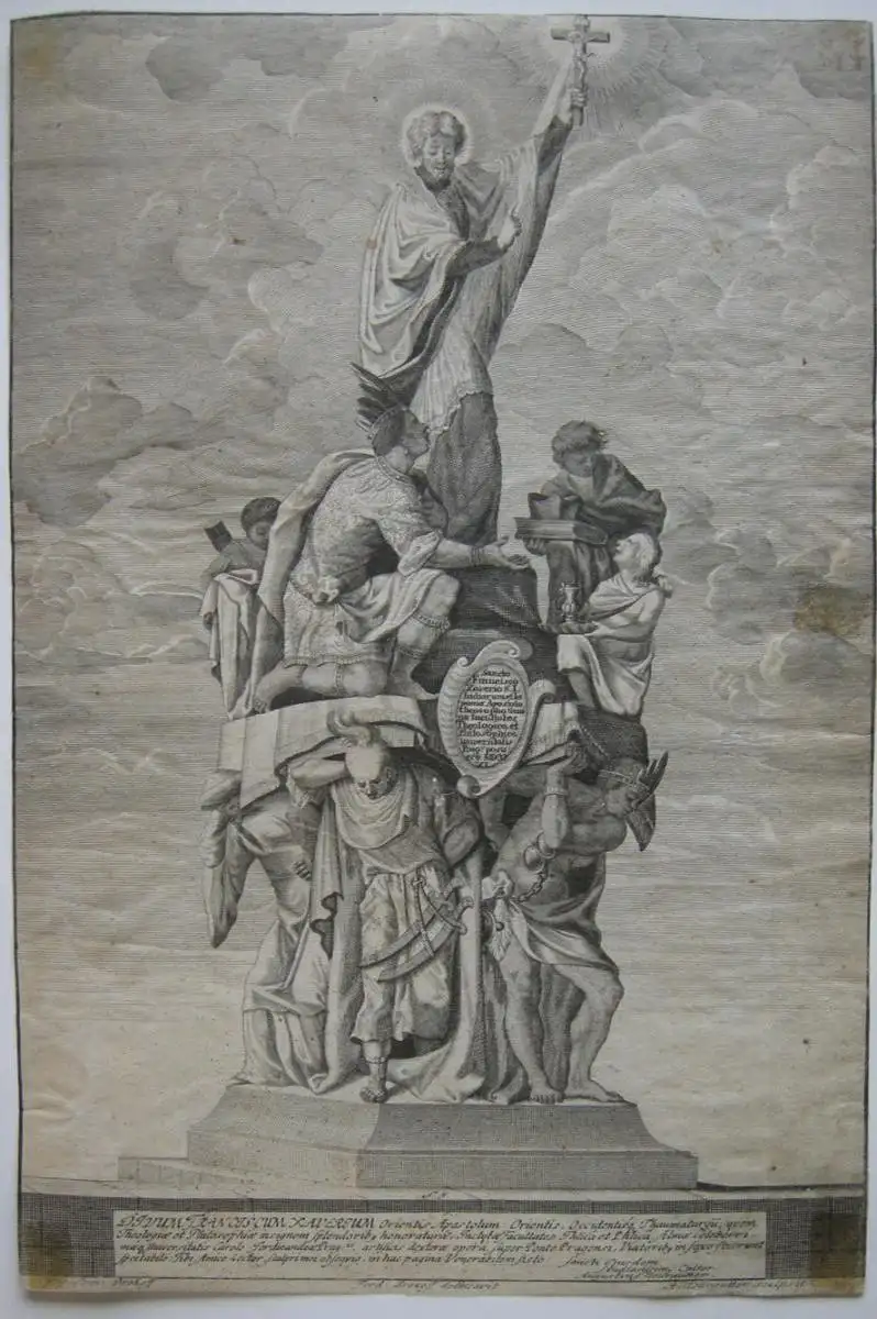 Hl. Franz-Xaver Statue Karlsbrücke Prag Kupferstich 1714 Aug. Neurautter Prokoff 0
