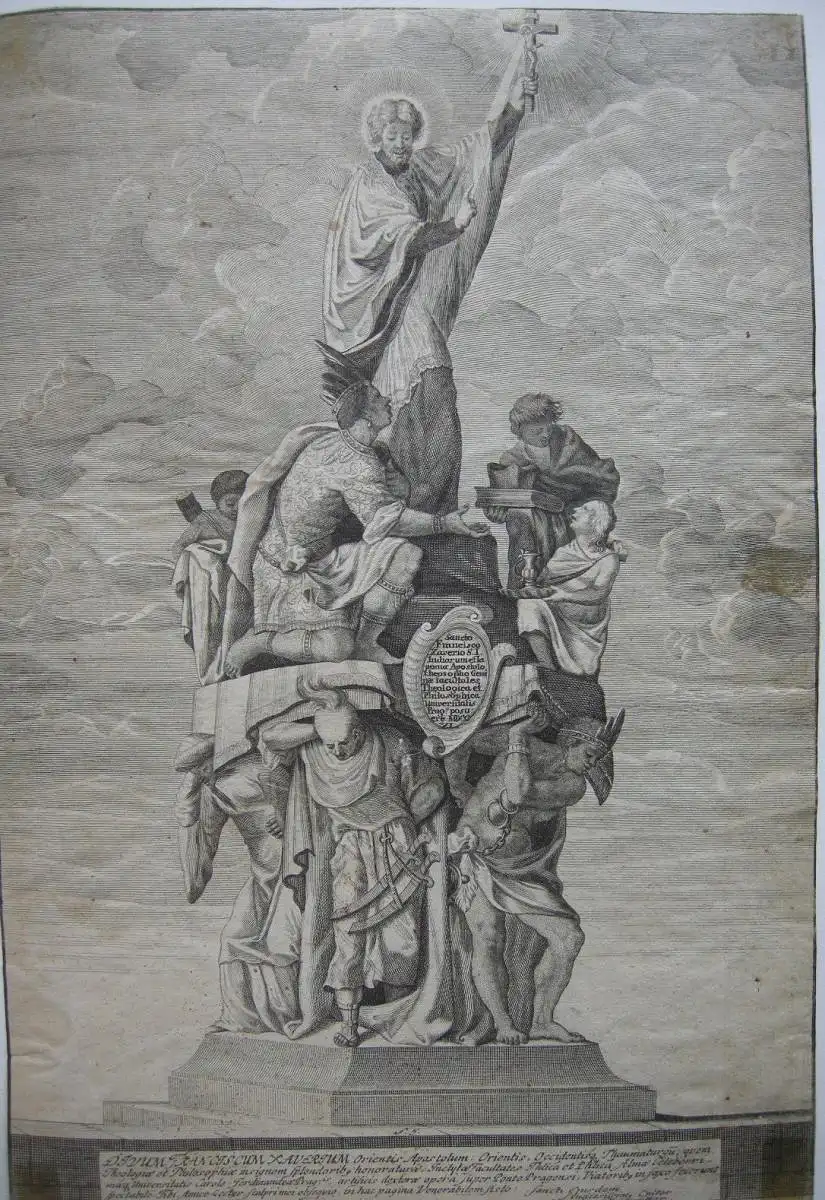 Hl. Franz-Xaver Statue Karlsbrücke Prag Kupferstich 1714 Aug. Neurautter Prokoff 1