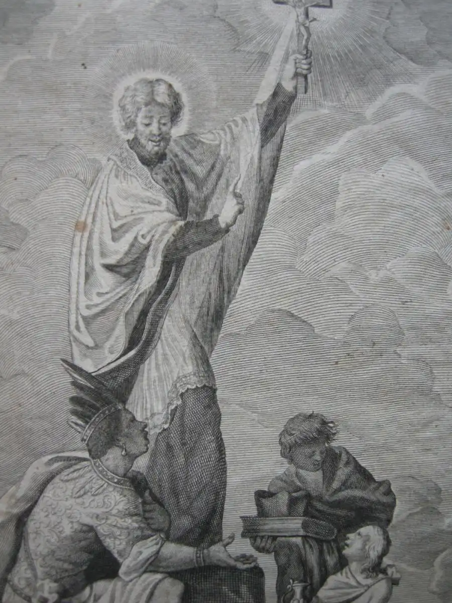 Hl. Franz-Xaver Statue Karlsbrücke Prag Kupferstich 1714 Aug. Neurautter Prokoff 2