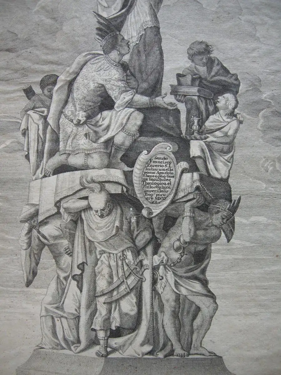 Hl. Franz-Xaver Statue Karlsbrücke Prag Kupferstich 1714 Aug. Neurautter Prokoff 3