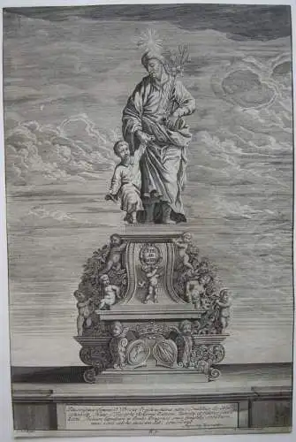 Hl. Josef Statue Karlsbrücke Prag Kupferstich 1714 Aug. Neurautter Kulick