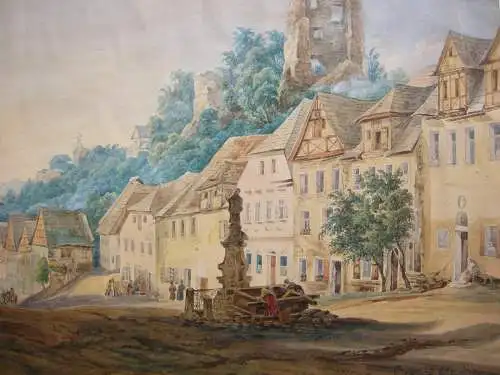 Kraupen Krupka Bonosudov Aquarell 1873 Cesky Tschechien Böhmen J. Simböck sign