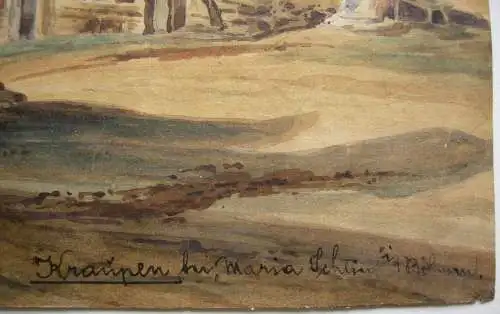 Kraupen Krupka Bonosudov Aquarell 1873 Cesky Tschechien Böhmen J. Simböck sign