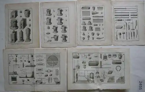 10 Kupferstiche aus d'Alembert Encyclopedie Physik Pneumatik Töpferei 1751