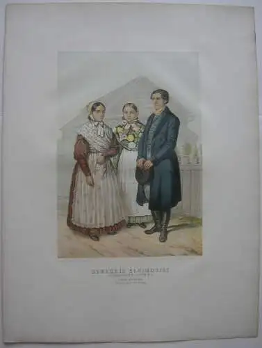 Deutsche Kolonisten Umgebung St. Petersburg Kostüme Trachten Lithografie 1850