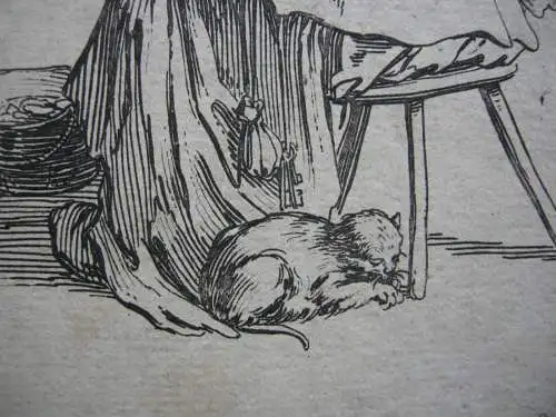 Jacques Callot (1592-1635) Die Alte mit den Katzen Radierung Radierung 1622