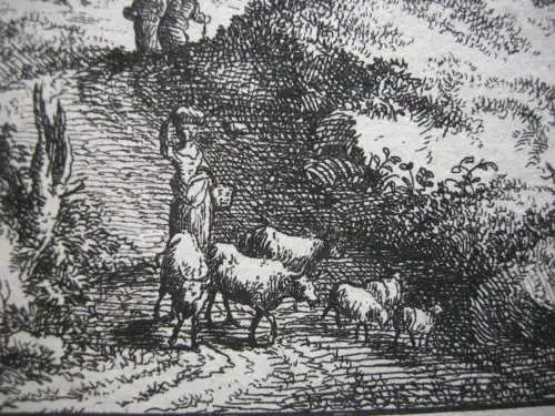 Johann Chr. Klengel (1751-1824) Dorf in hügeliger Landschaft Orig Radierung 1775
