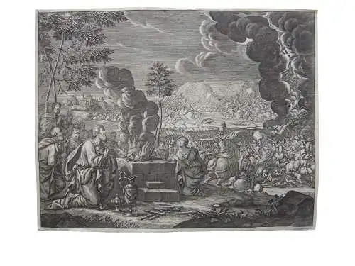 Leonhard Heckenauer (1650-1704) Alttestamentarische Opferszene Radierung 1681
