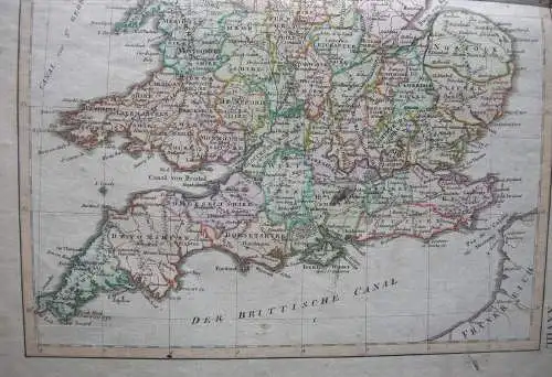 England Grafschaften altkolorierte Kupferstichkarte Weimar 1806 Europa