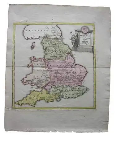 Antike England Römische Provinzen altkolor Kupferstichkarte Th. Gale Weigel 1730