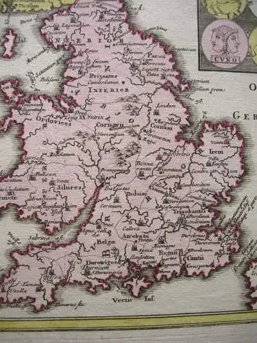 Antike England Schottland Irland Orkneys altkolor Kupferstichkarte Weigel 1730