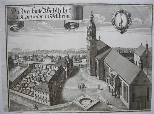 Bettbrunn Wallfahrt Eichstätt Oberbayern St. Salvator Kupferstich M.Wening 1701