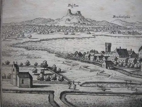 Bad Buchau Biberach Gesamtansicht Kupferstich Merian Baden Württemberg 1646