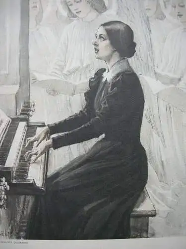 Albert Edelfeldt (1854-1905) Harmonium Engelschor Heliogrvüre um 1880