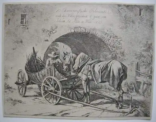Johann Adam Klein (1792-1875) Münchner Korbwagen Orig Radierung 1813