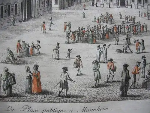 Markt zu Mannheim Guckkastenblatt Probst Kupferstich 1770 Vue d'optique