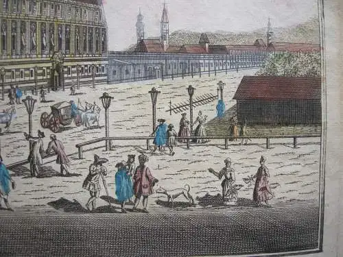 Wien Kaiserpalais Theresianische Akademie kol Kupferstich 1780 Guckkastenblatt