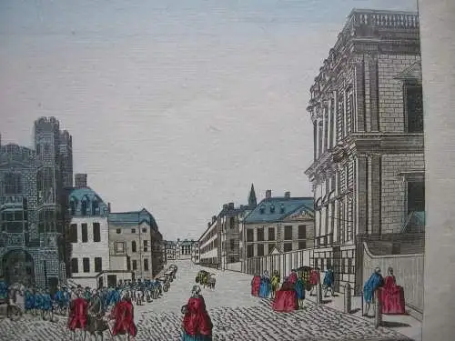 London Hotel Royal des Gardes Salle Blance  1780 Guckkastenblatt vue d'optique