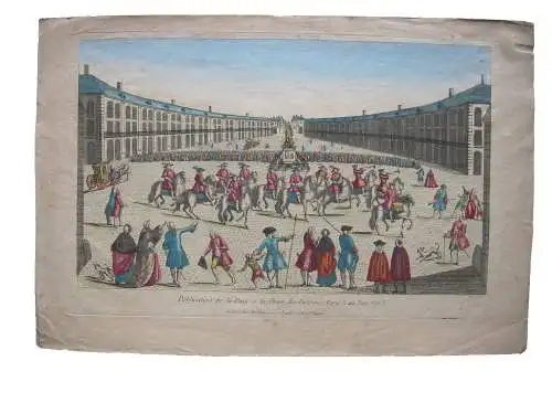 Paris Place des Victoires Publication Paix  1780 Guckkastenblatt vue d'optique