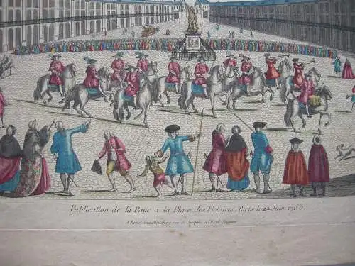 Paris Place des Victoires Publication Paix  1780 Guckkastenblatt vue d'optique