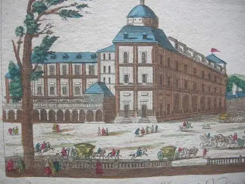 Wien Palast ungarische Königin kolor Kupferstich 1780 Guckkastenblatt