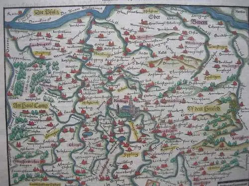 Bayerisch Schwaben Nördlingen altkolorierter Holzschnitt Seb. Münster 1580