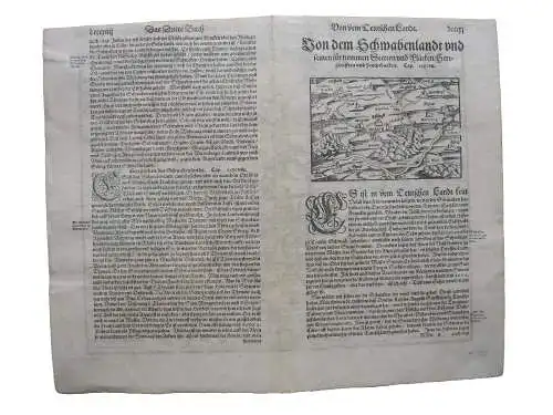 Bayerisch Schwaben Nördlingen altkolorierter Holzschnitt Seb. Münster 1580